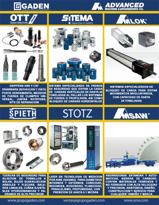 GRIPPERS, COLLETS, POWER CHECK, DRAWBARS, JUNTAS ROTATIVAS, CLAMPEO, GAGES, MASTERS, CALIBRADORES, SPINDLES GMN, HUSILLOS, PRESICION, CALIDAD, SEGURIDAD, PRENSAS, SIERRAS, OTT JAKOB, STOTZ CONTROL DE CALIDAD, MEDICION, SPIETH, SITEMA, AMLOCK, AMBUSH.