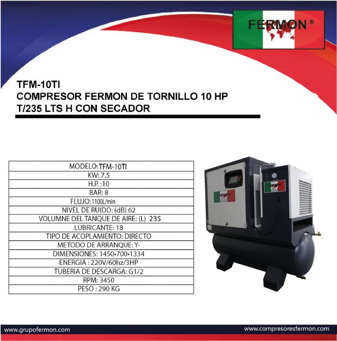 COMPRESOR TORNILLO TODO INCLUIDO 10HP