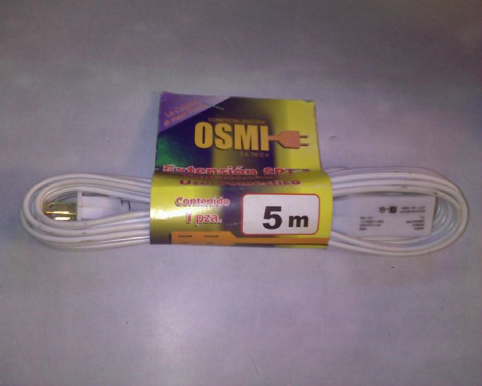 EXTENSION TIPO CASERO BCO. 5 MTS. CAL#16 DUPLEX,OSMI.