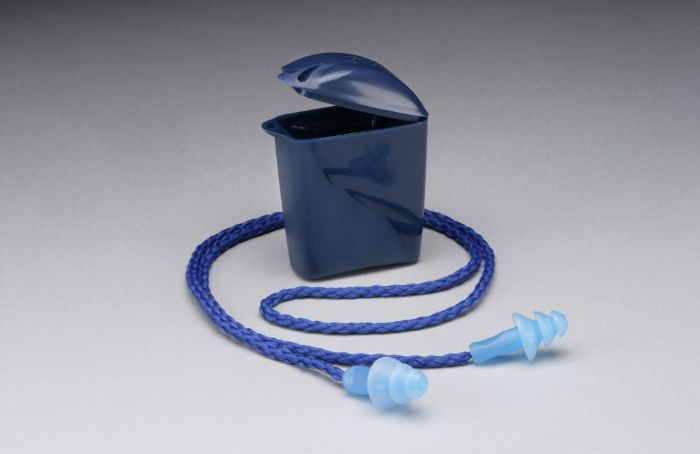 1291 Tapón auditivo reusable de elastómero termoplástico con cordón trenzado y estuche