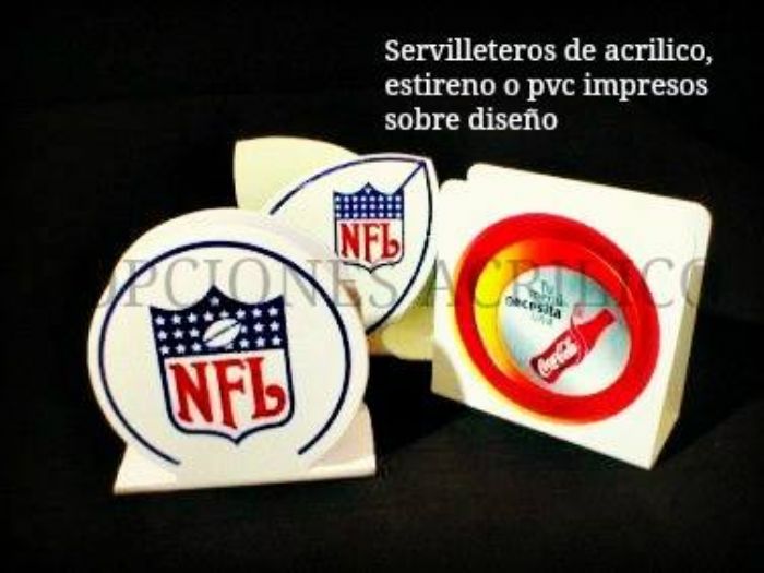 Servilletero de acrílico, estireno o pvc impresos sobre diseño