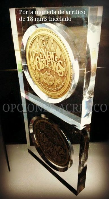 Porta moneda de acrílico de 18 mms bicelado