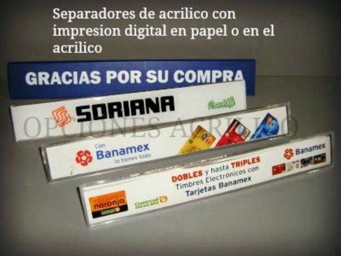 Separadores de acrílico con impresión digital en papel o en acrílico