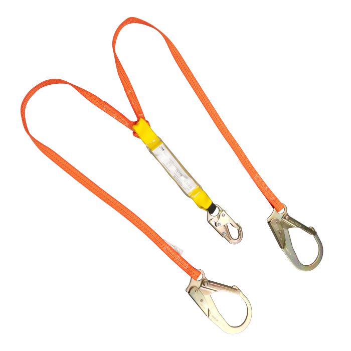 3M™ SafeAbsorb Línea de vida 3M™ SafeStop de cable de acero con amortiguador. Un brazo. 1 gancho pequeño y 1 gancho grande.  6 pies (1.8m)