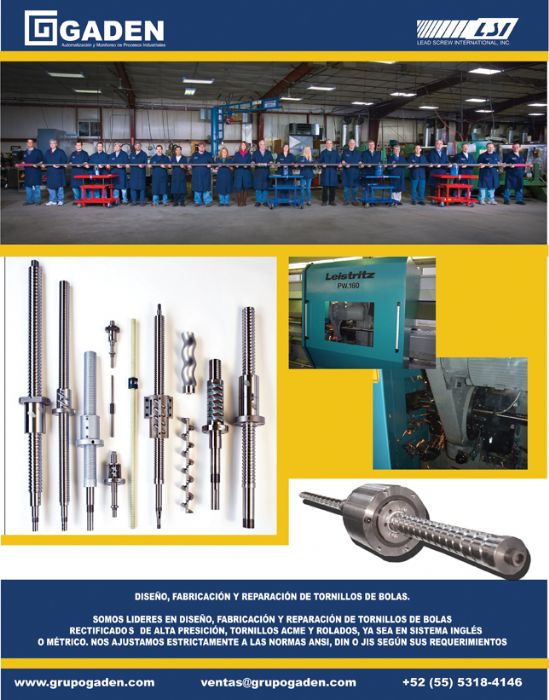 TORNILLOS O HUSILLOS DE BOLAS, ACME, ALTA PRESICION, AUTOMATIZACION INDUSTRIAL, CONTROL, PLC, CNC, TRACEABILIDAD, RFID, HMI, ACTUADORES LINEALES, BALLSCREWS, LSI, GADEN