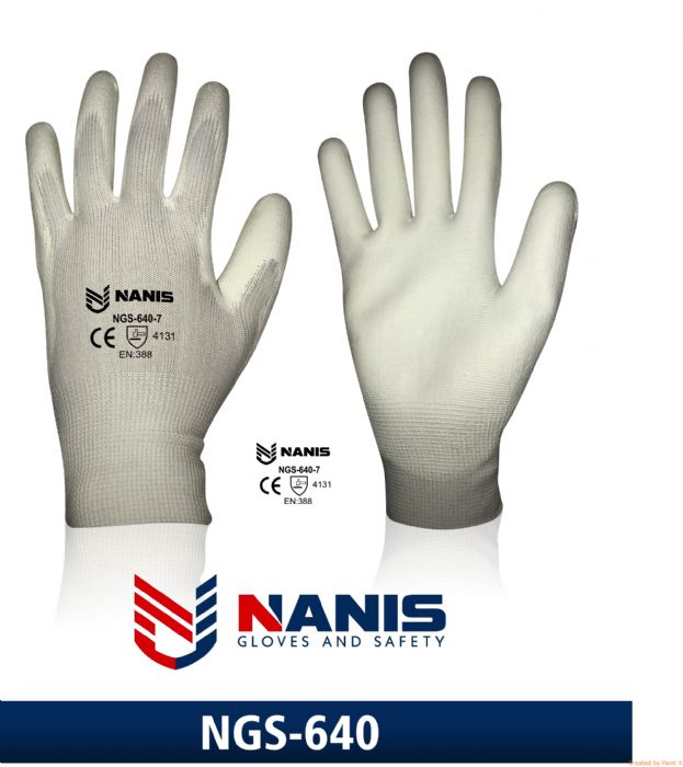 GUANTE BLANCO DE NYLON CON POLIURETANO