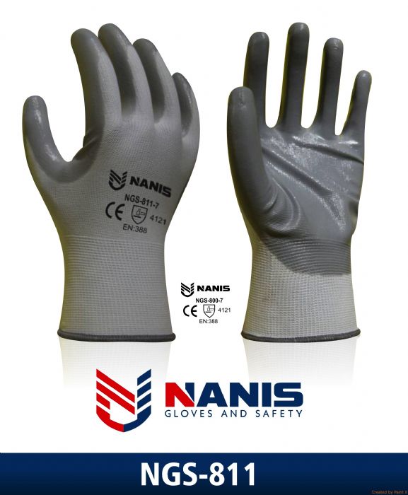 GUANTE DE NYLON BLANCO CON NITRILO GRIS