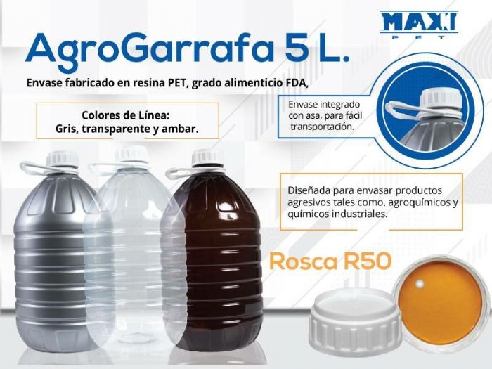 QUIMI-GARRAFA de PET redondas 5 Lt, R-50