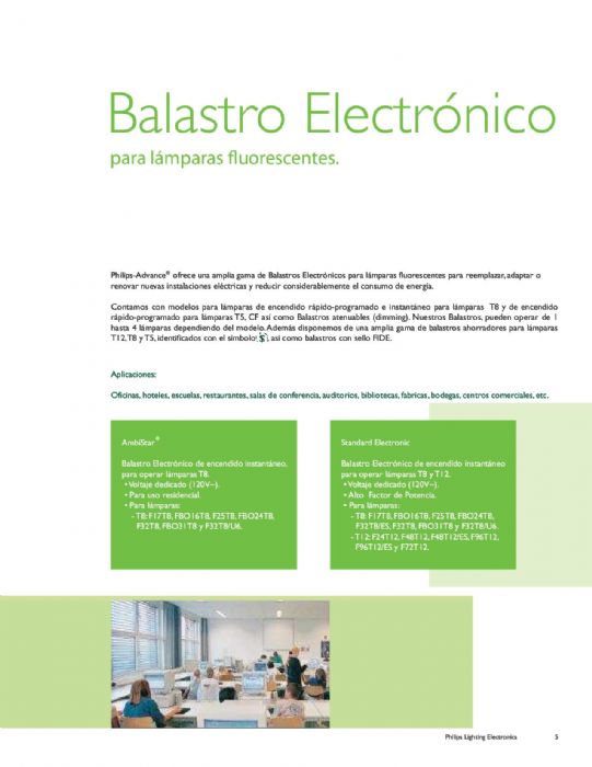 Balastros Electronicos para Lamparas Fluorescentes y de Descarga