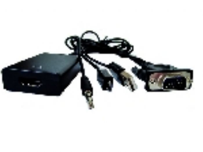 CONVERTIDOR VGA A HDMI CON USB  Conecta las salidas VGA y audio de la computadora a la entrada HDMI de tu pantalla o proyector y comparte el contenido de tu PC