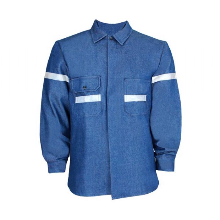 Camisola De Mezclilla Industrial Para Caballero Con Cinta Reflejante