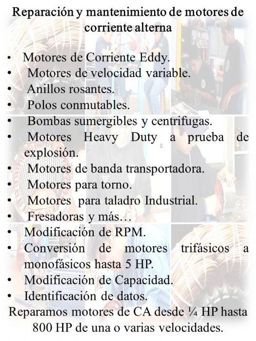 Reparación motores Corriente Alterna