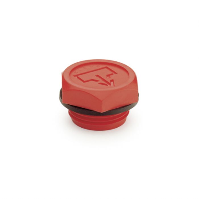 Tapones de drenaje de aceite Plástico, rojo, con símbolo de drenaje DIN