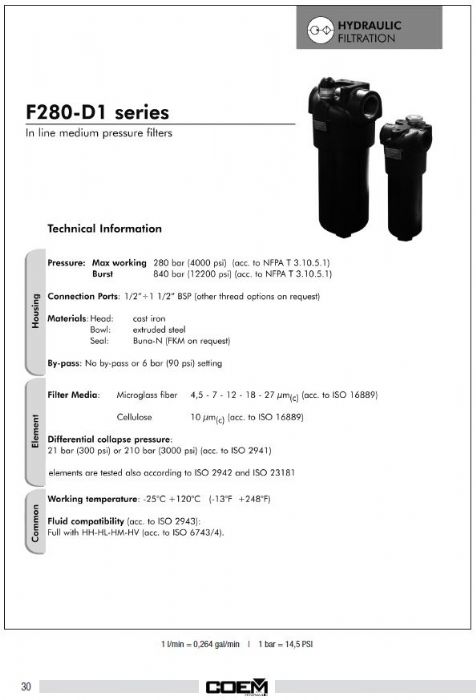 FILTROS F280-D1 Series