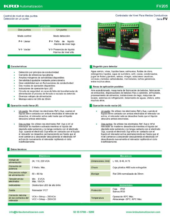 Controlador de nivel conductivo FV SERIES