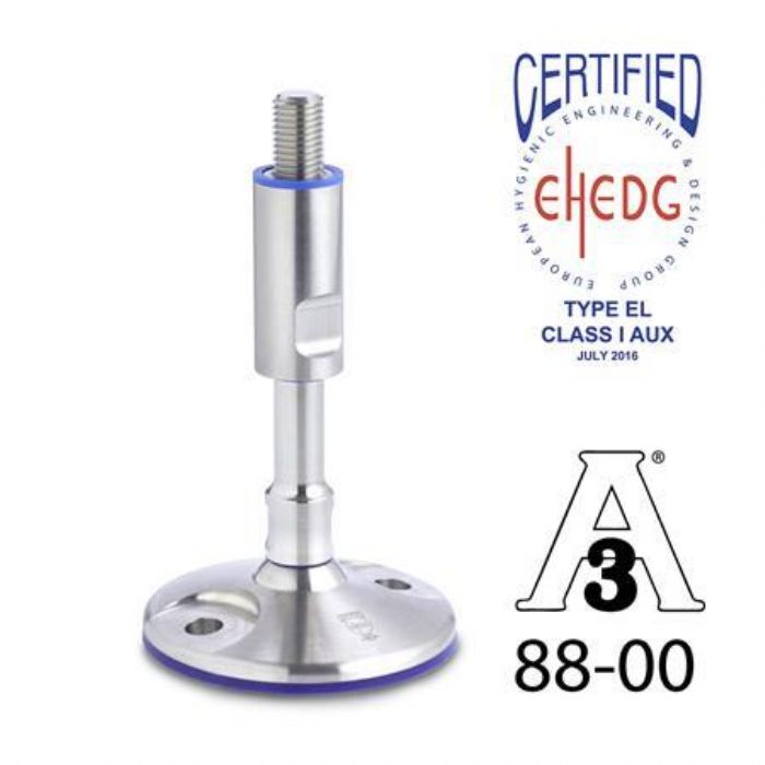  Pies de nivelación con diseño higiénico Acero inoxidable, con orificios de montaje