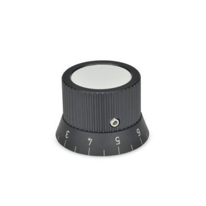  Perillas de control moleteadas Medidas métricas, de aluminio, con orificio liso o con boquilla