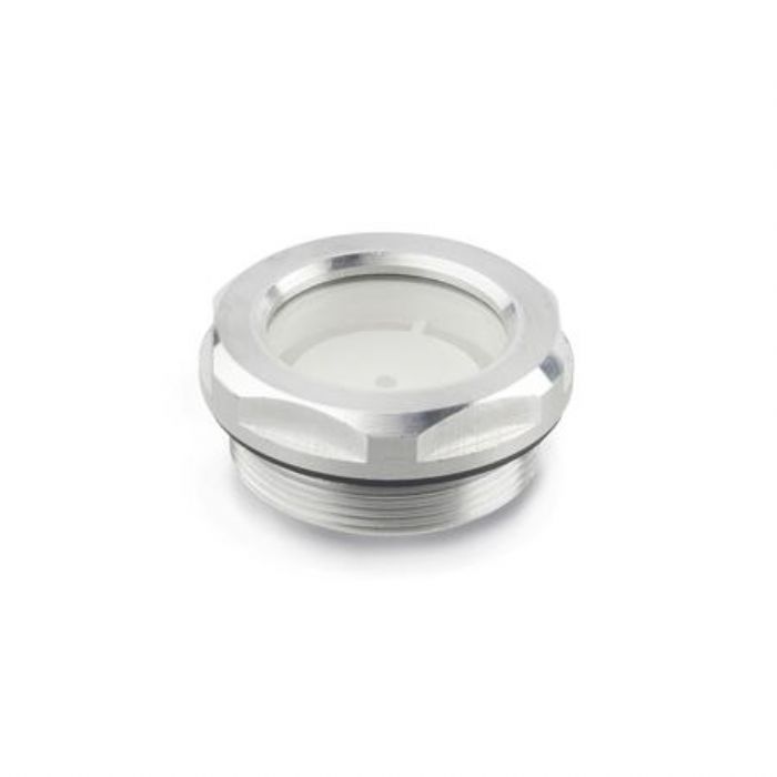 Mirillas de nivel de líquidos Aluminio, con vidrio natural, resistente a temperaturas de hasta 212 °F (100 °C)
