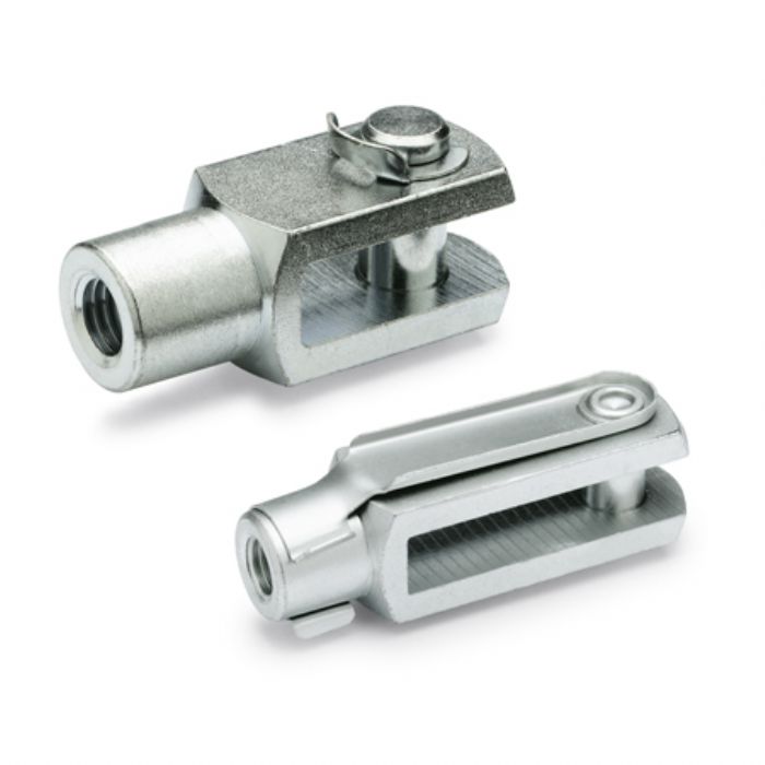 Articulaciones de horquilla Acero, con anillo de seguridad o collarín de aseguramiento a presión