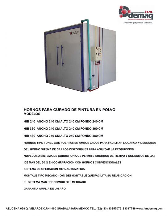 HORNO PARA CURADO PINTURA
