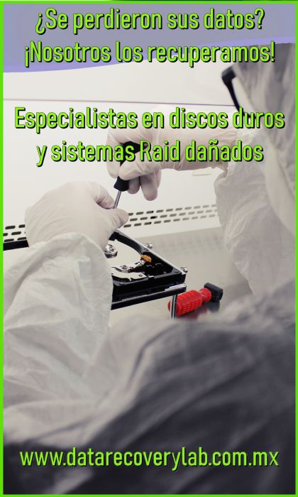 Recuperación de información de disco duro y sistema RAID dañado.