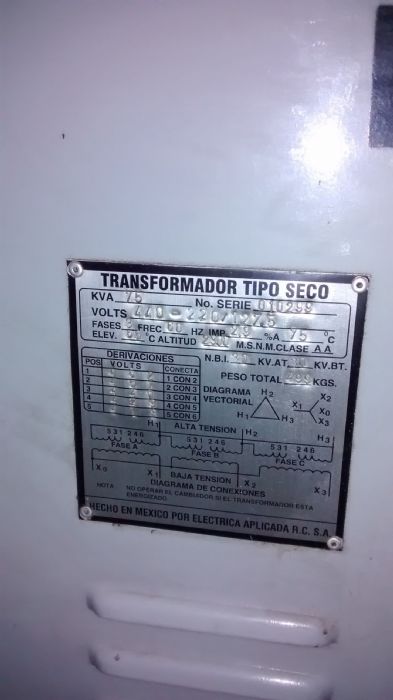 TRANSFORMADOR DE 75 KVA PEDESTAL SECO