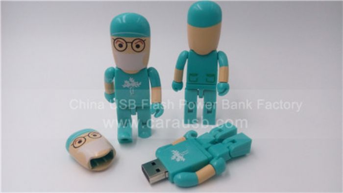 Los médicos y enfermeras médicos farmacéuticos shell personalizado robot regalos del disco de memoria Flash USB caja de plástico verde