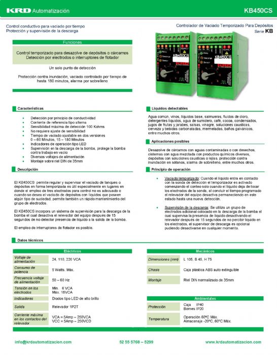 Controlador Conductivo Para Vaciado con Temporización Ajustable - KB SERIES