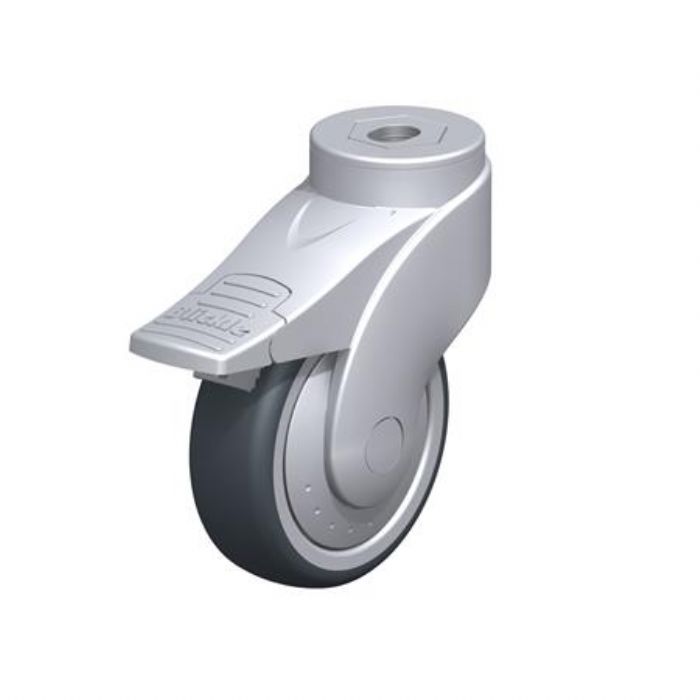 Rodajas giratorias sintéticas WAVE Nylon plastificado, con ruedas de caucho termoplástico y ajuste con agujero para perno, componentes de acero