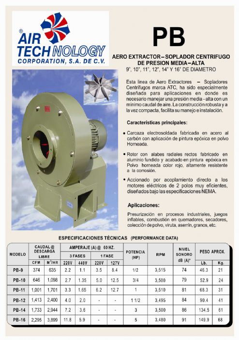 AERO EXTRACTOR-SOPLADOR CENTRIFUGO DE PRESION MEDIA-ALTA
