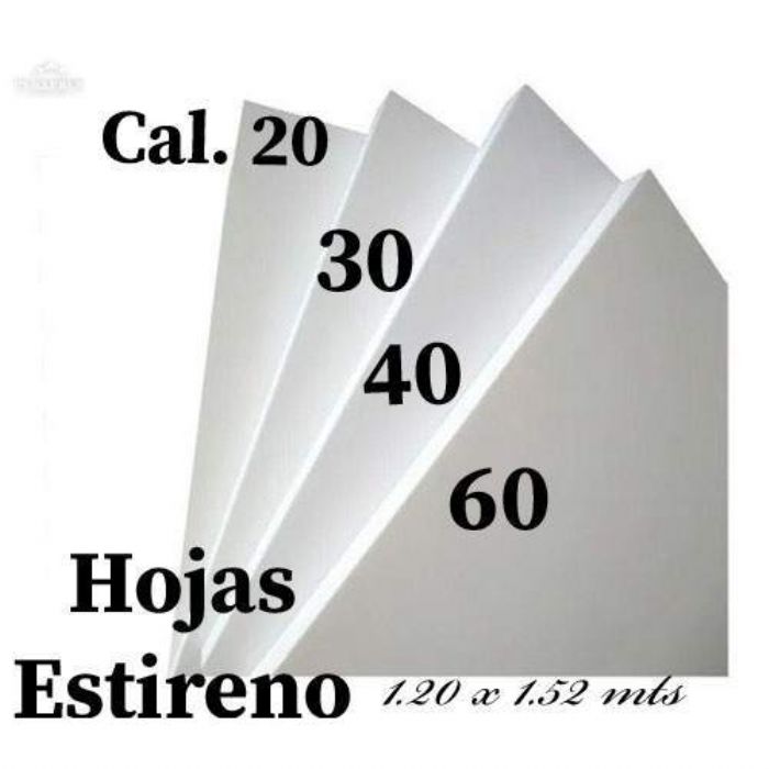Trovicel 3 y 6 mm, Hoja de Coroplast 4 mm, Estirenos Cal. 20,30,40 y 60