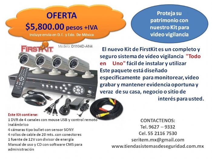 Kit videovigilancia con 4 camaras de seguridad