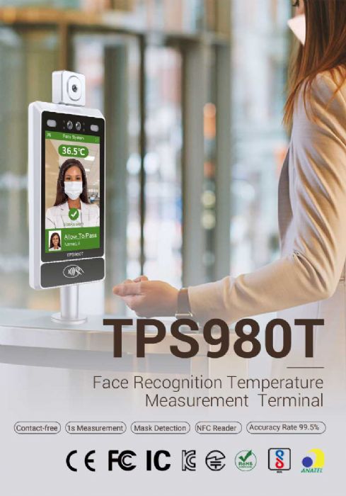 Dispositivo de medición de temperatura con reconocimiento facial TPS980T Face Recognition Temperature Measurement Device