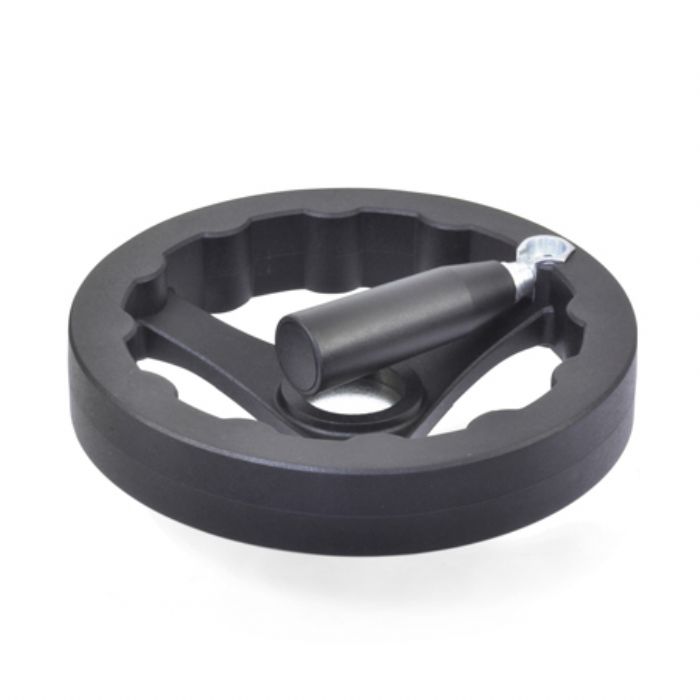Volantes de tres radios Nylon plastificado relleno de fibra de vidrio, con empuñadura de bloqueo abatible 