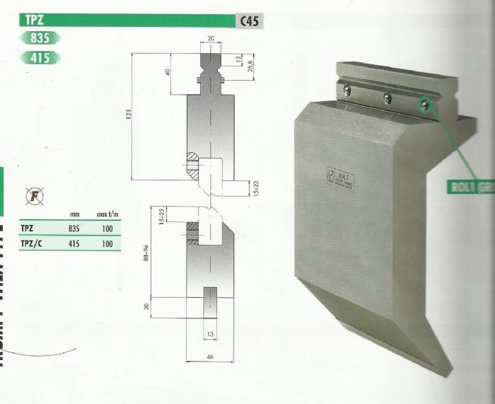 dados para doblez de lamina