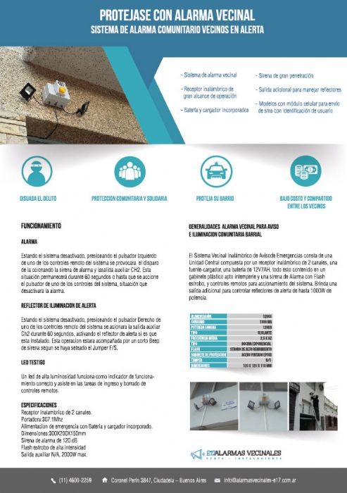 E17 Alarmas Vecinales, alarmas comunitarias