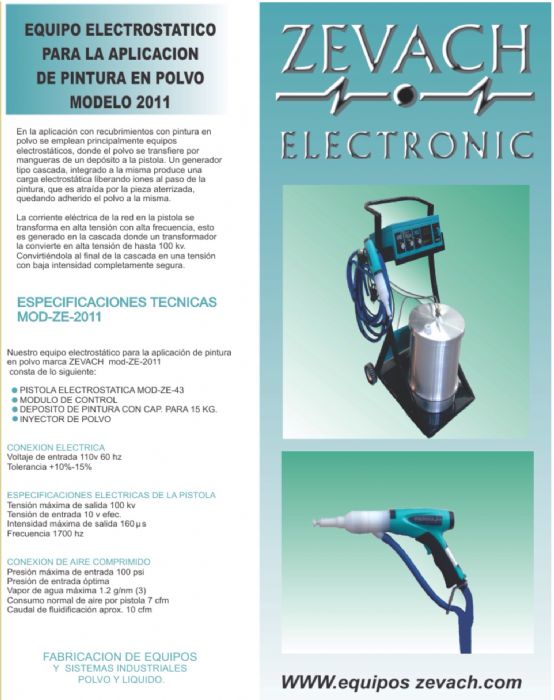 Equipos electrostáticos para pintura en polvo