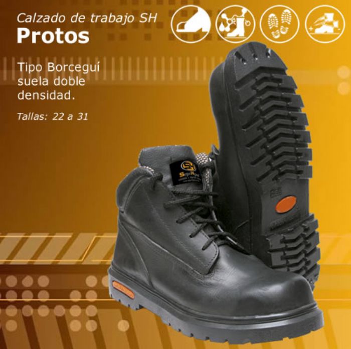  Calzado de trabajo Modelo:Protos Tipo Borceguí, Celaste o acero  y suela doble densidad