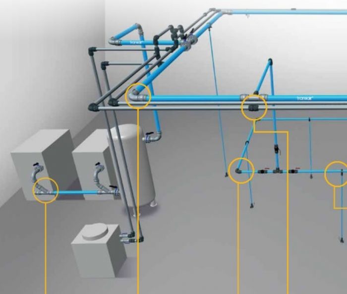 tuberia azul y accesorios para sistema de aire