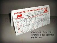Calendario de acrílico, estireno o PVC impreso doble vista