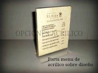 Porta menú de acrílico sobre diseño