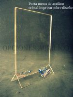 Porta menú de acrílico cristal impreso sobre diseño
