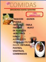 TAQUIZAS, GUISOS, BOX LUNCH, BUFET DE PLATILLOS,  BARRA DULCE, SALADA, BEBIDAS, GELATINAS, PASTELILLOS