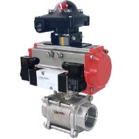 Válvula de Esfera 3 partes, Inoxidable 316, Con Actuador Rotativo